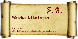Pászka Nikoletta névjegykártya