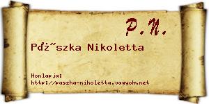 Pászka Nikoletta névjegykártya